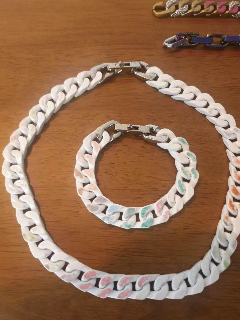 

NEW Fashion Colored Enamel and Stainless steel Necklaces Bracelets for mens lady Women lover gift hip hop jewelry with box NRJ