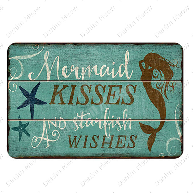 

ife Is A Beach Paque Vintage Meta Tin Signs Bar Outdoor Decorative Pates Mermaid Wa Stickers Ocean Poster Home Decor N250b