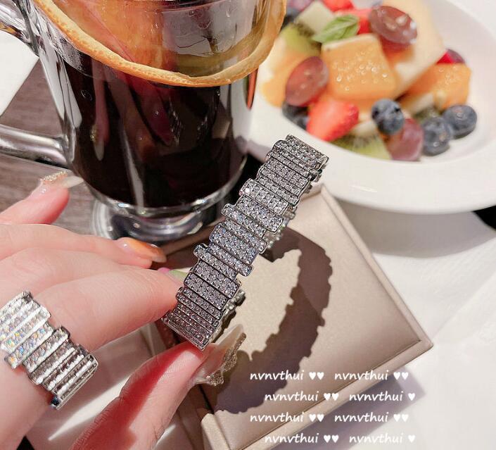 

Earrings & Necklace Brilliant Mechanically Gems Cbracelet 18K Zircon Open Ring Women Luxurious Jewelry Set, Silver