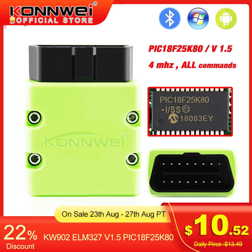 

KONNWEI ELM327 V1.5 OBD2 Scanner Diagnostic Tools KW902 Bluetooth-compatible Auto MINI ELM 327 OBD 2 Code Reader for Android Phone