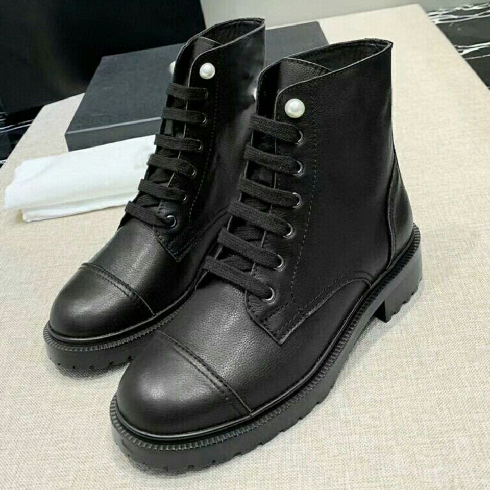 

women designer ankle boots 2021 fw fashion black round toe thick heel platform martin boot