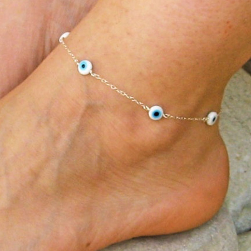 

Bohemian Layered Beads Bracelet Anklet for Women Leg Chain Blue Evil Eye Pendant Summer Beach Foot Jewelry, Red;blue