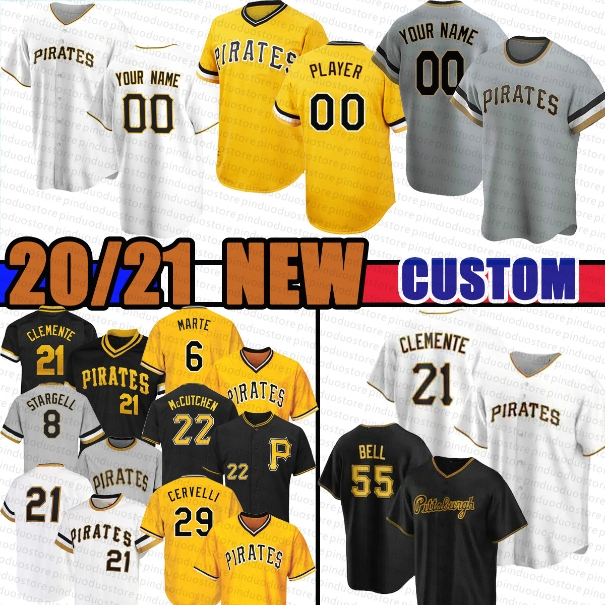 

Custom 21 Roberto Clemente Jersey 39 Dave Parker 22 Kevin Newman 8 Willie Stargell 13 Ke'Bryan Hayes 55 Josh Bell Pirates 6 Starling Marte jerseys, Men custom retro(haidao)