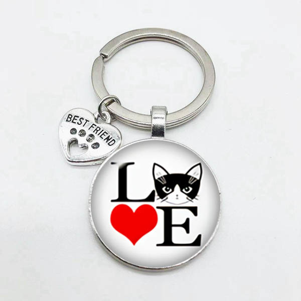 

keychains very cute pet cat keychain beautiful men women paw footprint pattern friend pendant favorite essential 18dq mpzw, Silver