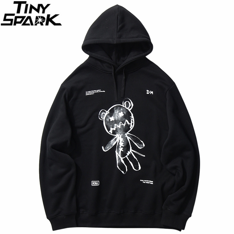 

Mens Hip Hop Hoodie Streetwear Sweatshirt Funny Wounded Bear Print Black Pullover Cotton Fleece Hooded Sweatshirt Harajuku 210720, A71d1060 white