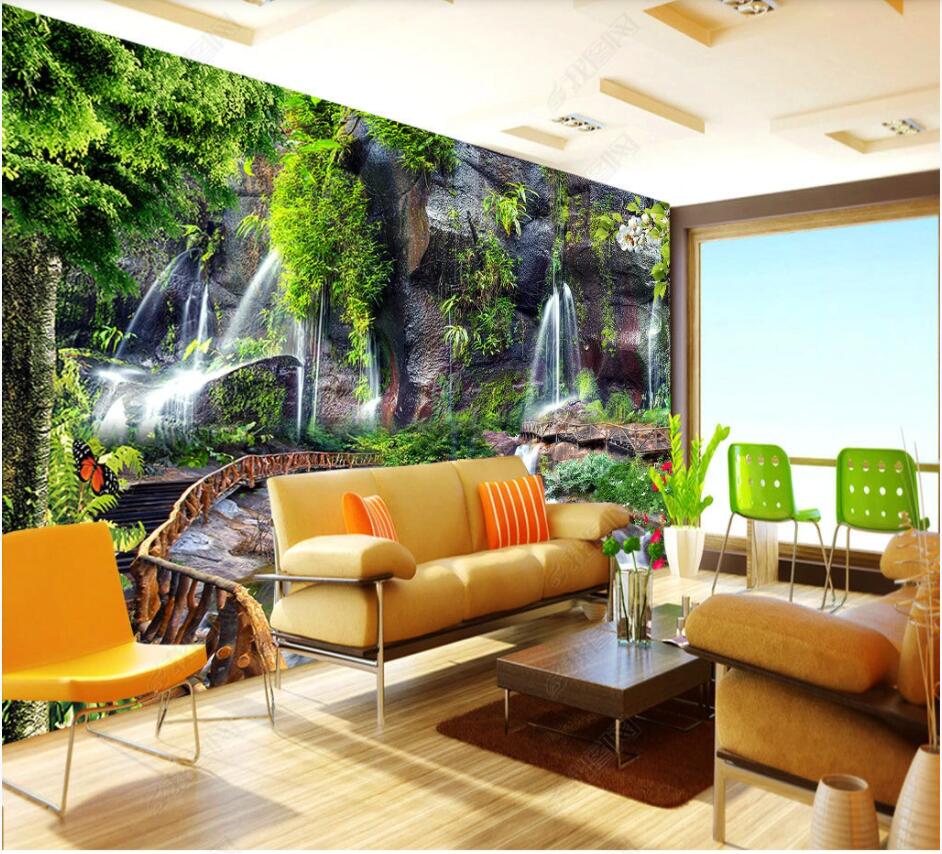 

custom photo mural 3d wallpaper on the wall Wonderland waterfall flowing water scenery home decor living room 3D wall murals wallpapers for walls in rolls, Non-woven wallpaper