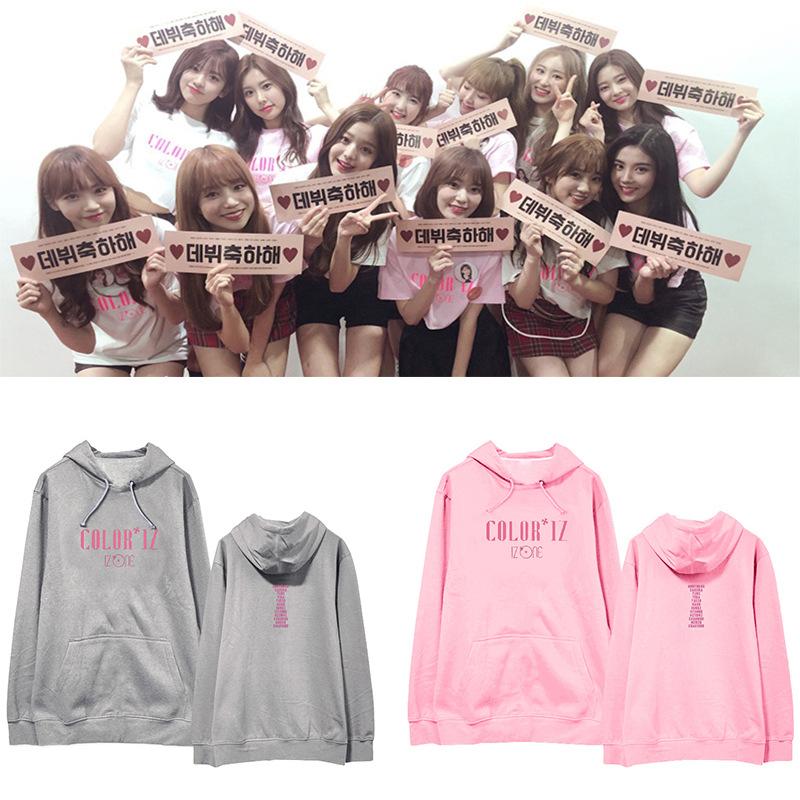 

Women's Hoodies & Sweatshirts Kpop IZONE Pink Cotton Loose Hooded Sweatshirt Women Korean Hip Hop Winter Warm Fashion Men Casual Clothes, Black