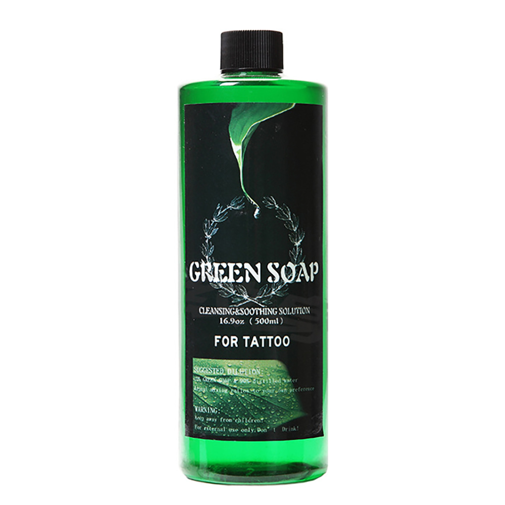 500ML Green Soap For Tattoo Analgesic Effect Lighten Redness Quality Green Algae Soap Tattoo Cleaning Liquid SuppliesScouts-image-731555278