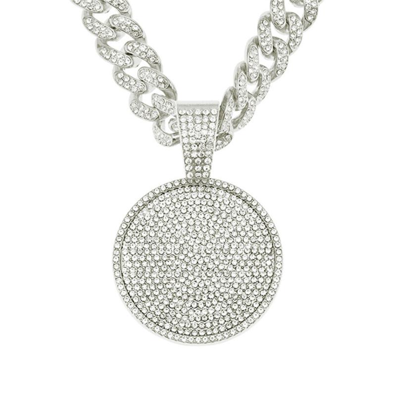

Pendant Necklaces Custom Made Letter Necklace Hip Hop Iced Out Round Tag Women Bling Blank Miami Cuban Chain Choker Rapper Jewelry