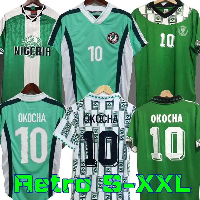 

Nigeria Retro 1994 Home Away Soccer Jerseys Kanu Okocha Finidi Nwogu Futbol Kit Vintage Football JERSEY Classic Shirt 1996 1998, Black;yellow