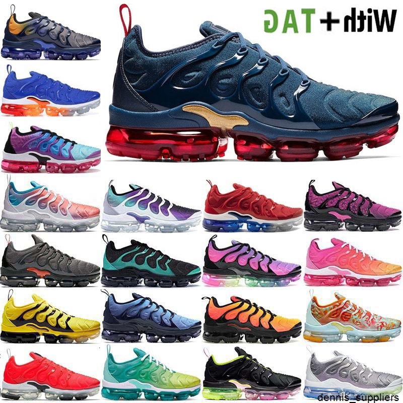 

2021 factory_footwear Cushion Tn Plus Midnight Navy Gradients USA Mens Running Shoes Obsidian Blue Grape Women Sneaker Trainers Size 11, 10