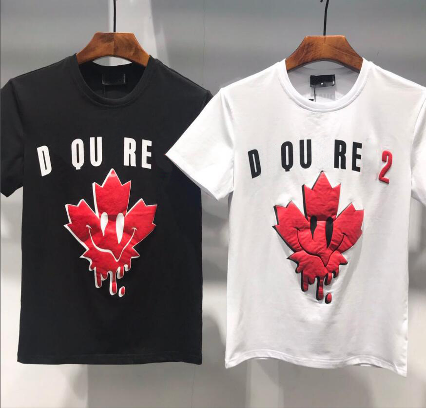 

Men's d2 T-shirt Summer Letter-printed Short Sleeve Round Neck shirt tee Print Tops Streetwear 55, White;black