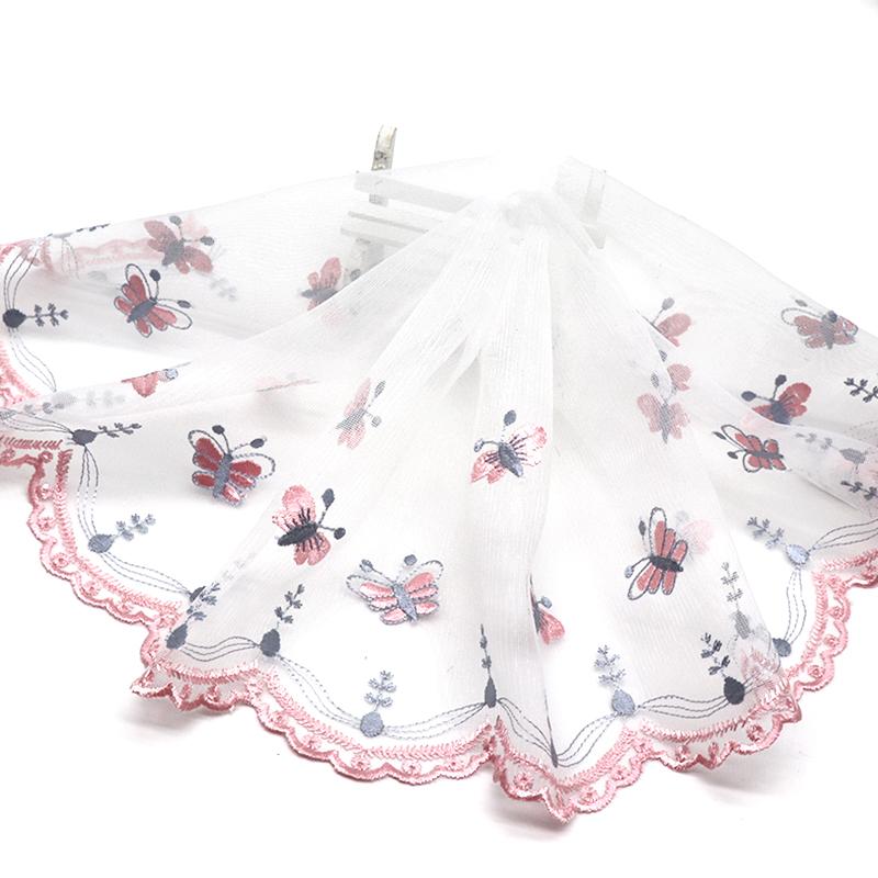 

Ribbon H746 21CM Width Organza Lace Wedding Butterfly Embroidery Diy Handmade Patchwork TRIM For Sewing Supplies Craft, Pink;blue