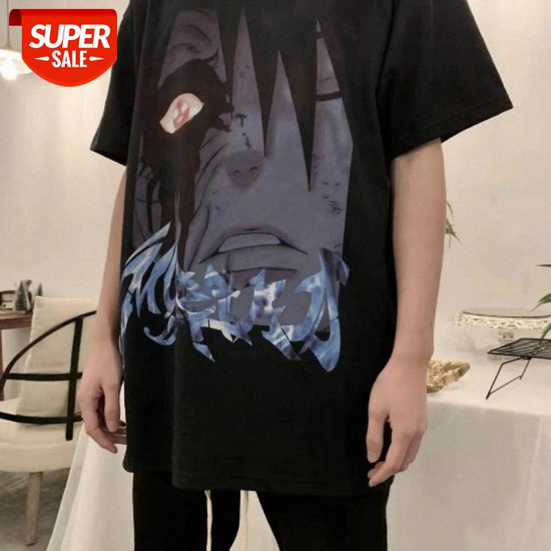 

Anime Naruto Short Sleeve T-shirt Male Student BF Wind Loose Casual Round Neck Half #ll9D, White;black
