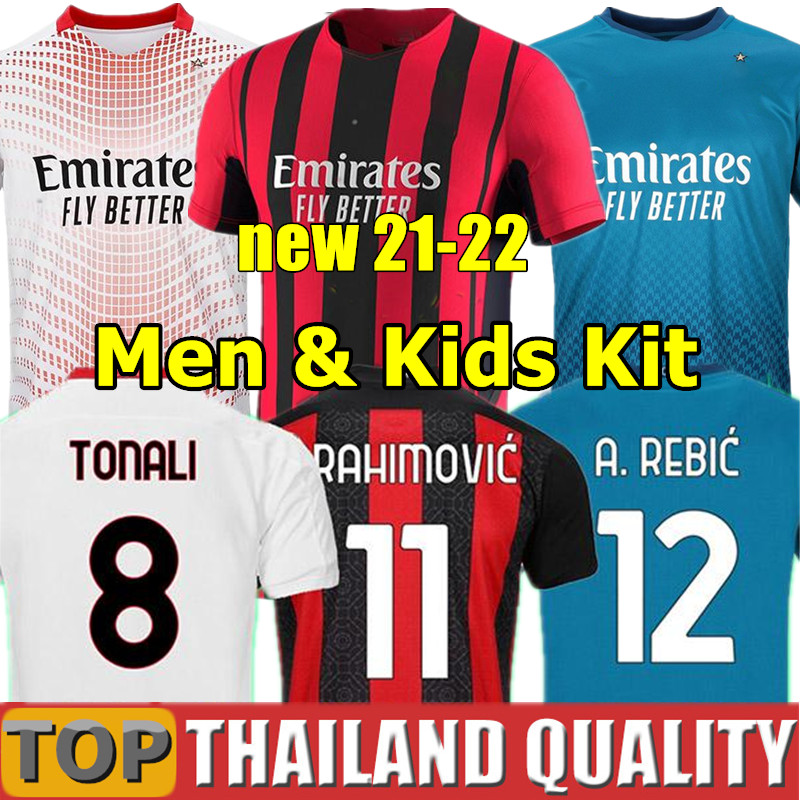 

20 21 IBRAHIMOVIC PAQUETA BENNACER ROMAGNOLI CALHANOGLU soccer jerseys 2021 2022 football shirt set TONALI REBIC maillot men kids kit uniform, 2020 home - men