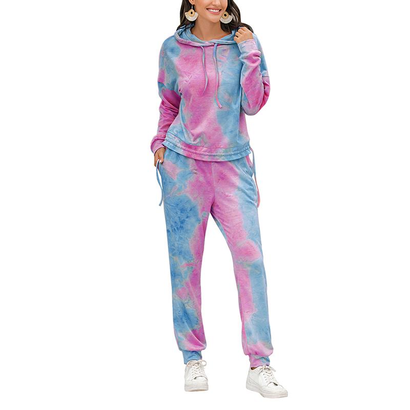 

Gym Clothing Women' 2 Piece Tracksuit Set Tie Dye Print Drawstring Hoodie + Elastic Waist Pants Sweatpants Joggers Trousers Sportswear, Green