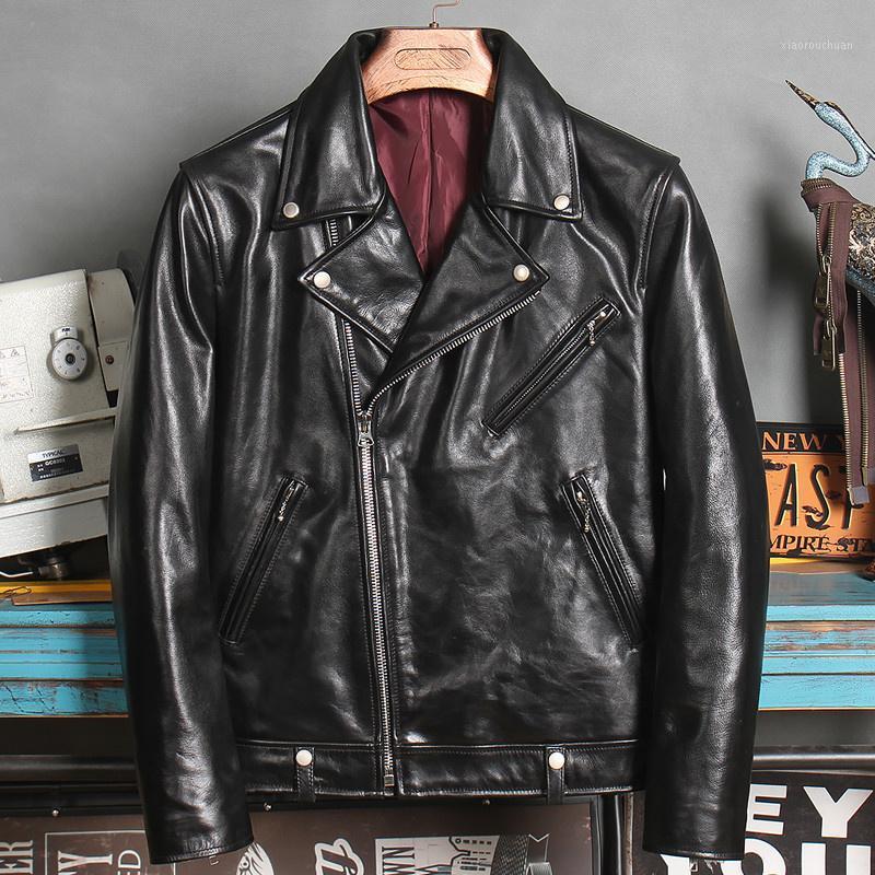 

Men's Leather & Faux 2021 Black Motorcycle Style Slim Fit Genuine Jacket Men Plus Size 4XL Real Natural Horsehide Autumn Short Coat