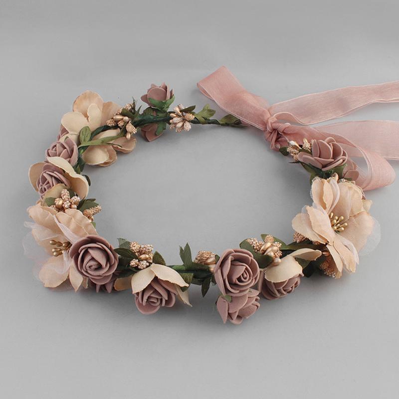 

Hair Accessories Women Summer Floral Wreath Elegant Fashion Ribbon Headpiece Beach Party Band Styling Bridal Wedding Headband