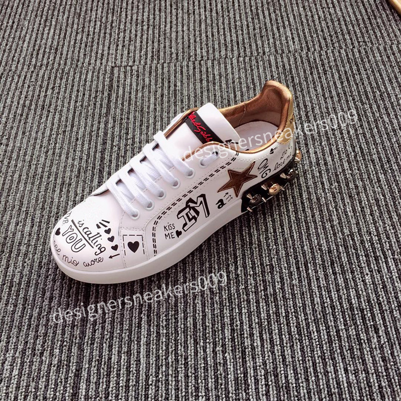 

2021 Designer Sneakers Men Real Leather Shoes Lace-up Runner Trainers Mesh Suede Casual Flat-shoes Black White