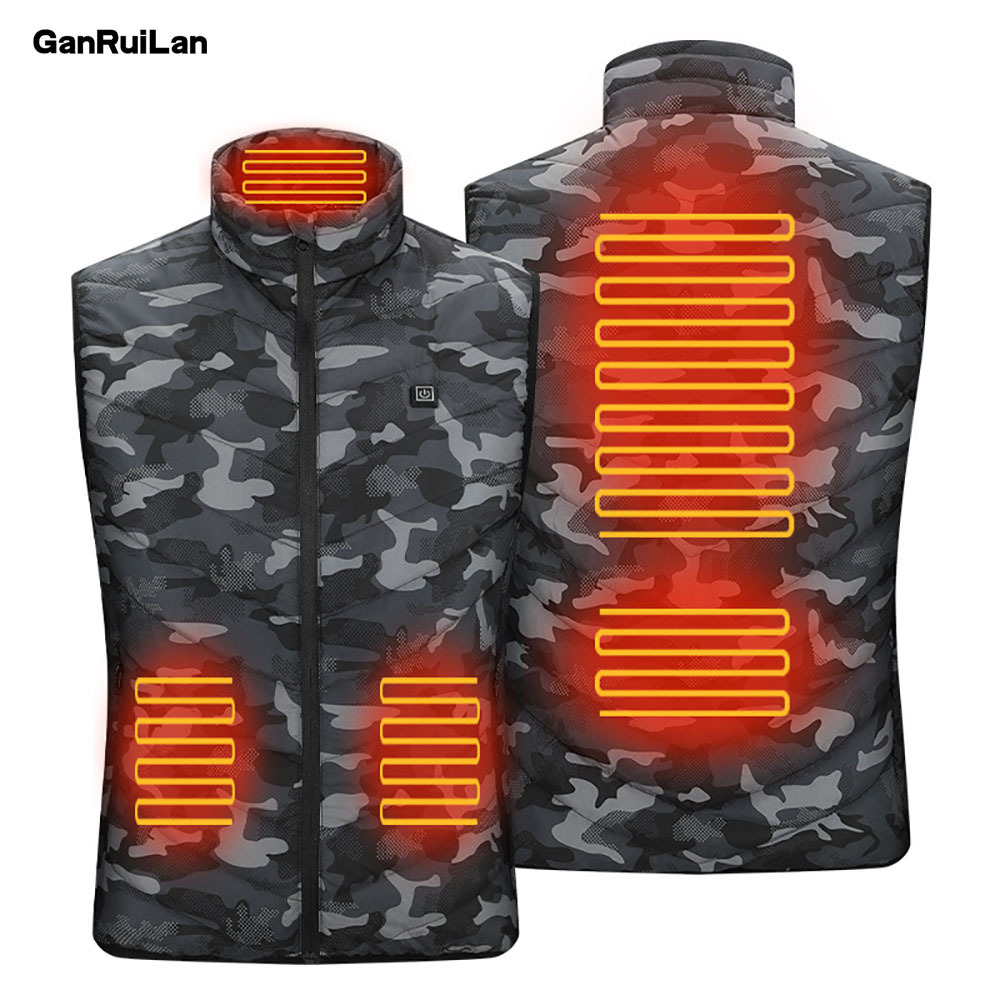 

Style 9/5 Areas Heated jacket Heating Warm Vest Usb Smart Washable Size Adjustable Usb Charging Heated Warmer Clothes 210518, Camouflage color 1