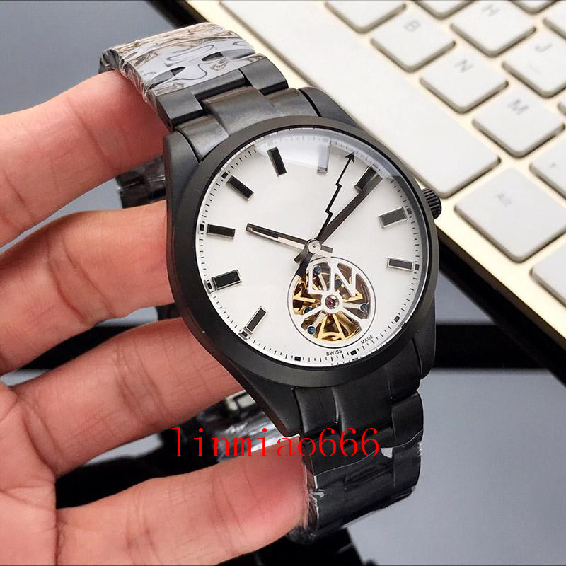 

men watches fully automatic mechanical watch great quality sapphire mineral mirror, Slivery;brown