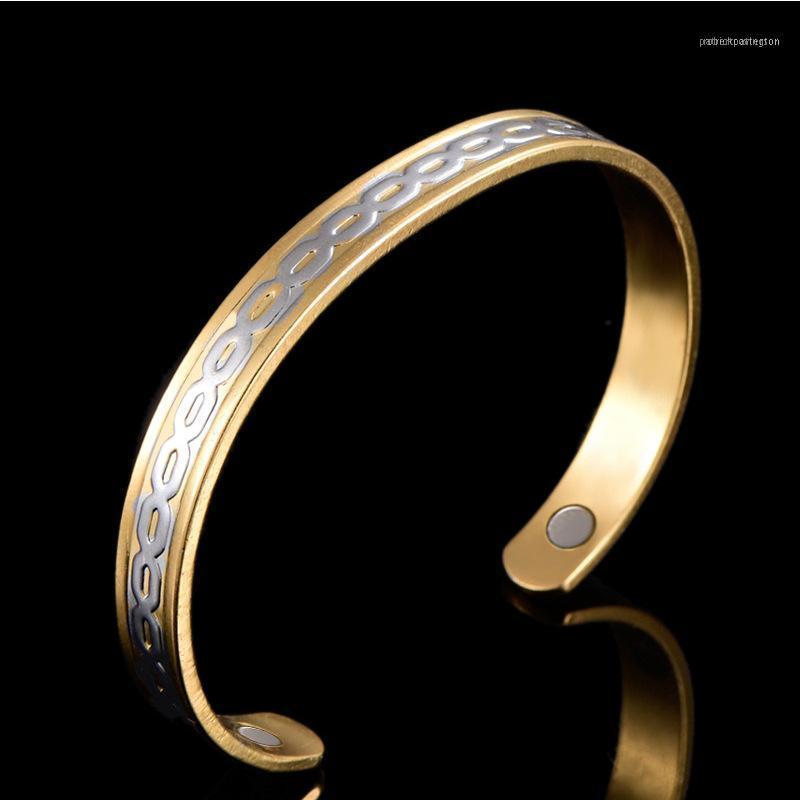 

Double Color Copper Health Care Bracelet Bangle Magnet Germanium Titanium Metal Women Jewelry1