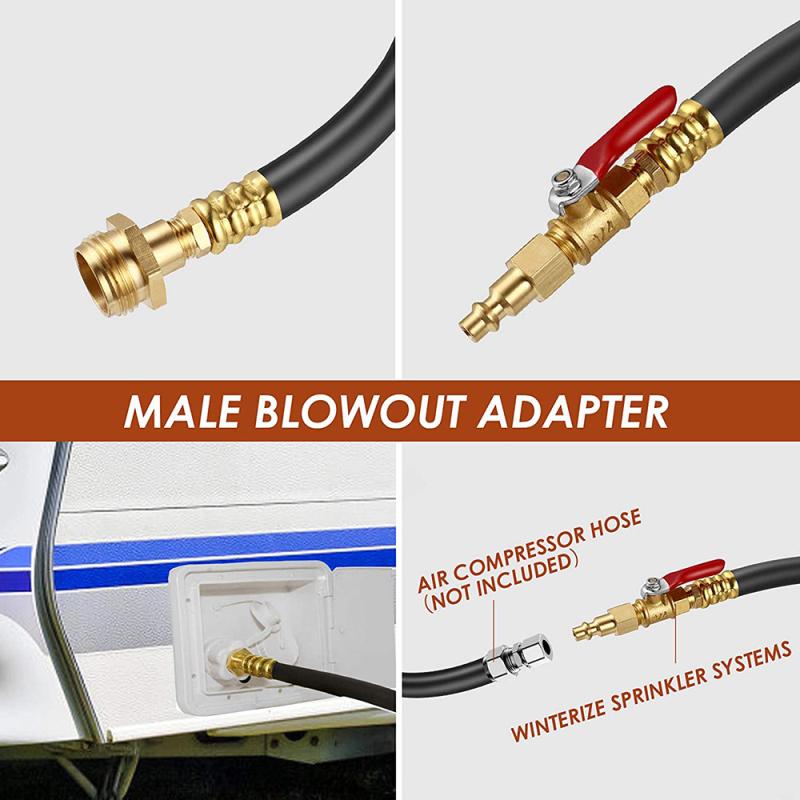 

Parts 1pcs RV Winterizing Kit Sprinkler Blowout Adapter With Shut Off Valve Air Compressor Garden Hose Faucet Tube Outdoor