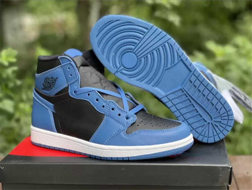 

Authentic 1 High OG Dark Marina Blue Men Outdoor Shoes Women Black-White Hyper Royal Black 555088-404 Sports Sneakers With Box