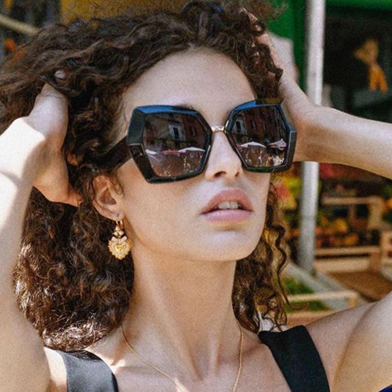 

Sunglasses Square Oversized Women 2022 Brand Designer Vintage Big Gradient Sun Glasses Female Feminino, White;black