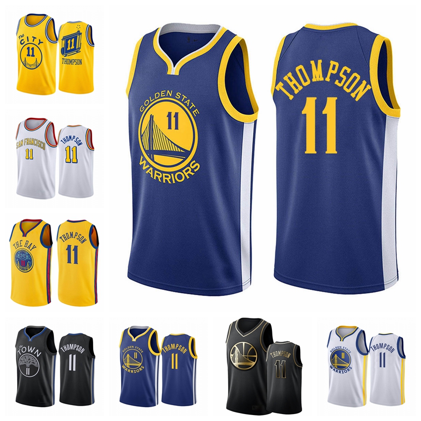 

Golden State Warriors MEN Klay Thompson White 2019-20 Basketball Jersey, Black