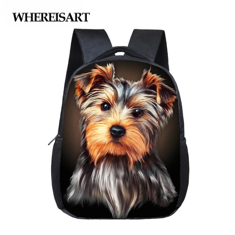 

Backpack WHEREISART Dog Prints School Bookbag For Kindergarten Boys Cute Yorkshire Terrier Child Perschool Lightweight Bagpack