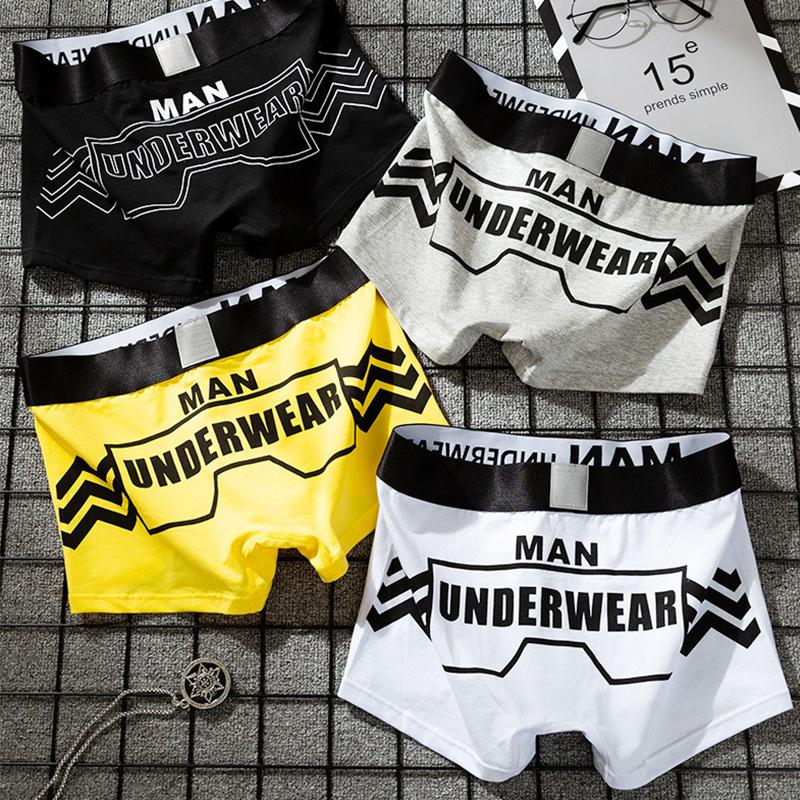 

Underpants Sexy Men Cotton Sport Fashion Boxer Briefs Trendy Letter Print Panties Male Breathable Underwear Shorts Solid Boxershorts, Black;white