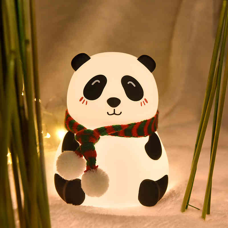

led from cartoon silicone panda lamp usb refillable touchdown sensor silicone bulb fourth bedside lamp for children