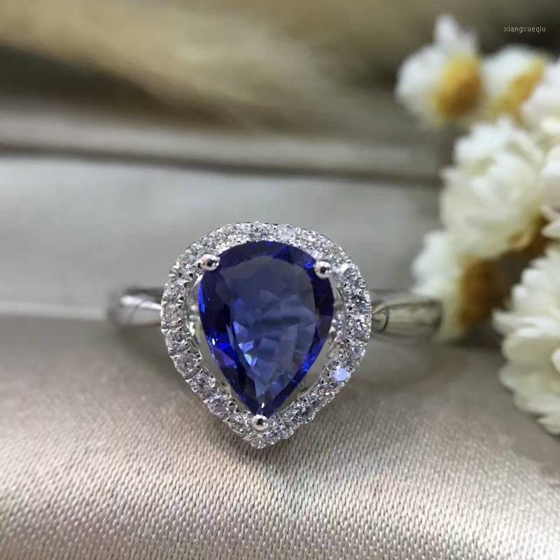

Cluster Rings 1.282ct+0.136ct 18K Gold Natural Sapphire Women Ring With Diamond Setting 2022 Fine Jewelry Wedding Band Engagement, Golden;silver