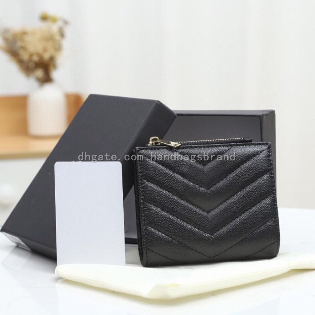 

Fashion brand ladies wallet caviar zipper wallet with card holder luxury designer purse leather card holder business credit card holder with box free deliver 0888, Red color#gold buckle