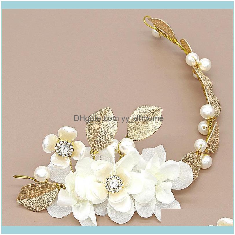 

Barrettes Jewelryleaf Bride Hair Vine Pearl Wedding Flower Headband Crystal Beads Bridesmaid Headdress Bridal Headpiece For Women Jewelry Cl