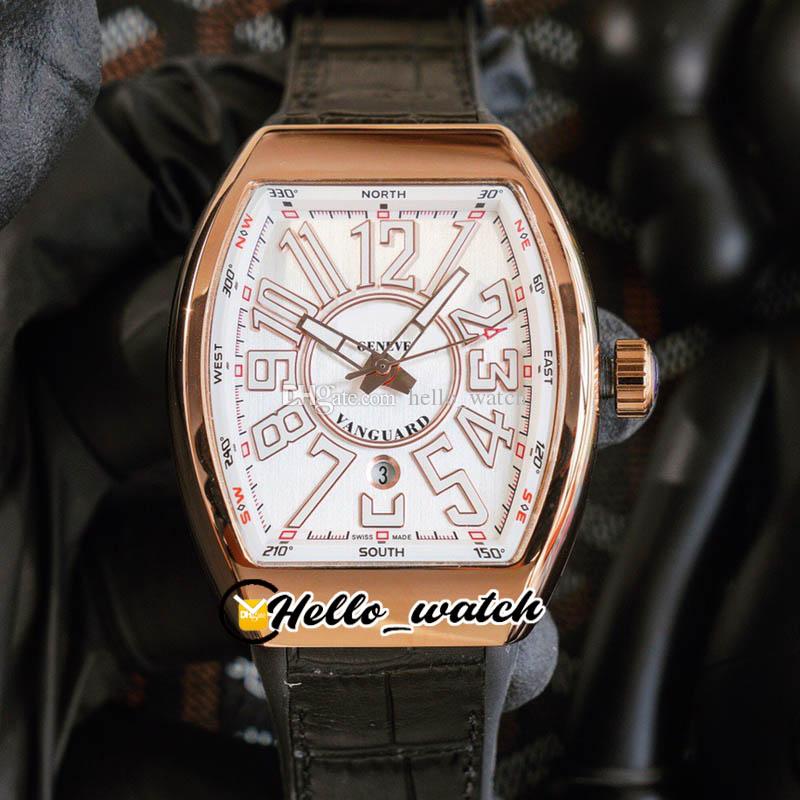 

2021 Vanguard Yachting V 45 SC DT Automatic Mens Watch Rose Gold Case 3D Digital Mark White Dial Black Leather Rubber Strap HWFM Hello_watch, Waterproof service