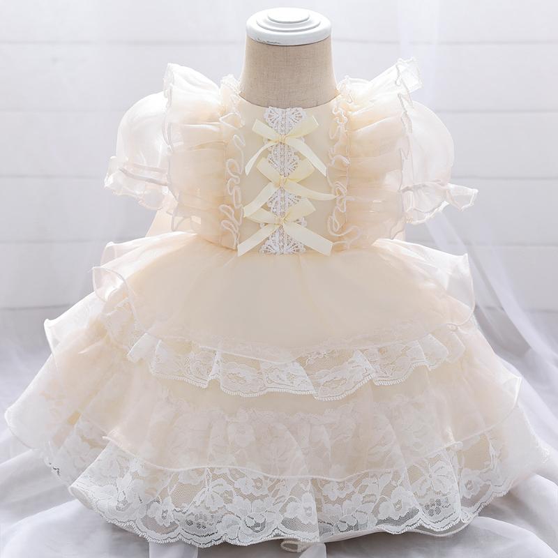 

Girl's Dresses PLBBFZ Infant Girls Birthday Party Dress Lace Cake Tutu Lolita Born Baby Baptism Kids Princess Clothes, Red;yellow