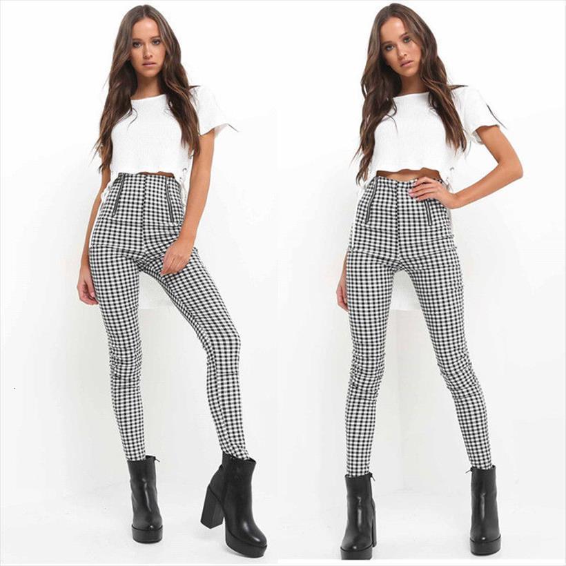 

plaid high waist side women capri stripe harem trousers black white sweatpants casual female streetwear joggers