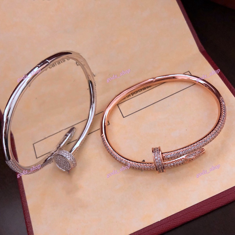 

2021 Hottest Jewelry Nail Bracelets Women 18k Gold Plated Love Bangle-Bracelet Diamond Bracelet For Gift with box
