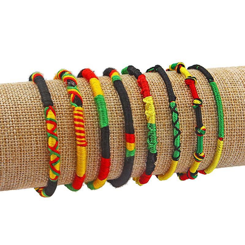 

Charm Bracelets 3pcs Handmade Ethnic Rasta Wristband Bracelet Weaved Braid Lucky Friendship Cotton Bangle End With Silk Tassel Jewelry