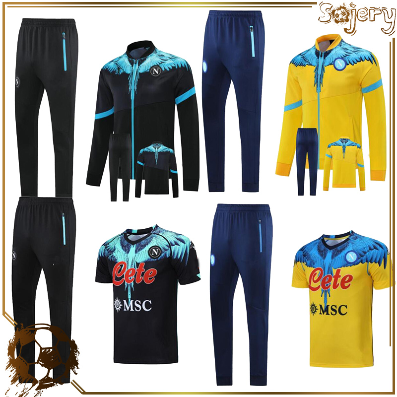 

2021 Napoli tracksuit Hamsik Insigne Callejon Zielinski 20/21 men+kids Naples long zipper jacket set Soccer jersey training suit, Black
