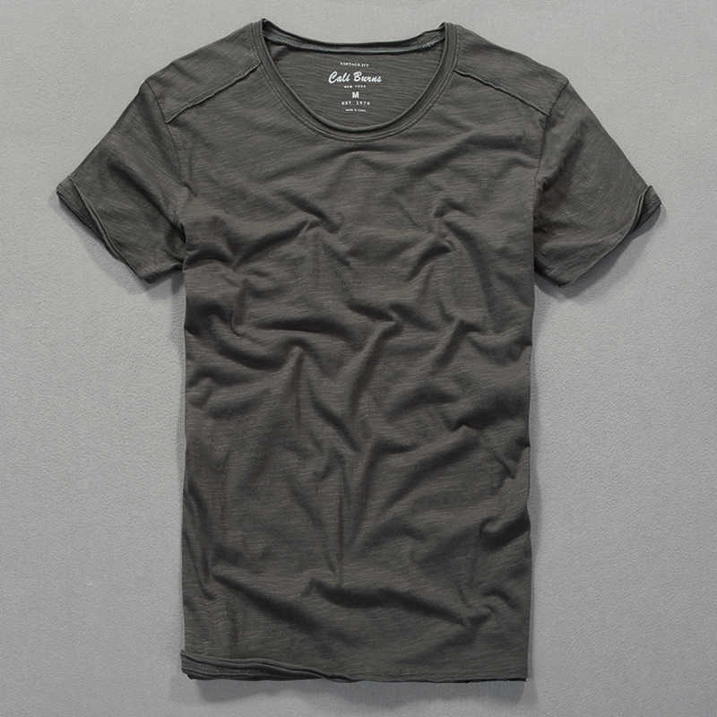 

3007 Cotton T-shirt Men Excellent Quality Slub Solid Color Summer Japan Style Harajuku Male Comfortable Soft Pullover Tee 210629, Red