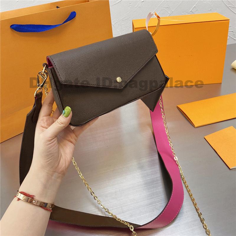 

High Quality 2021 Luxurys Designers Messenger Bags Three Pieces Shoulder Bag CrossBody Printed Envelope Women Handbags Classic Crossbody Clutch Purse Wallet, No bags