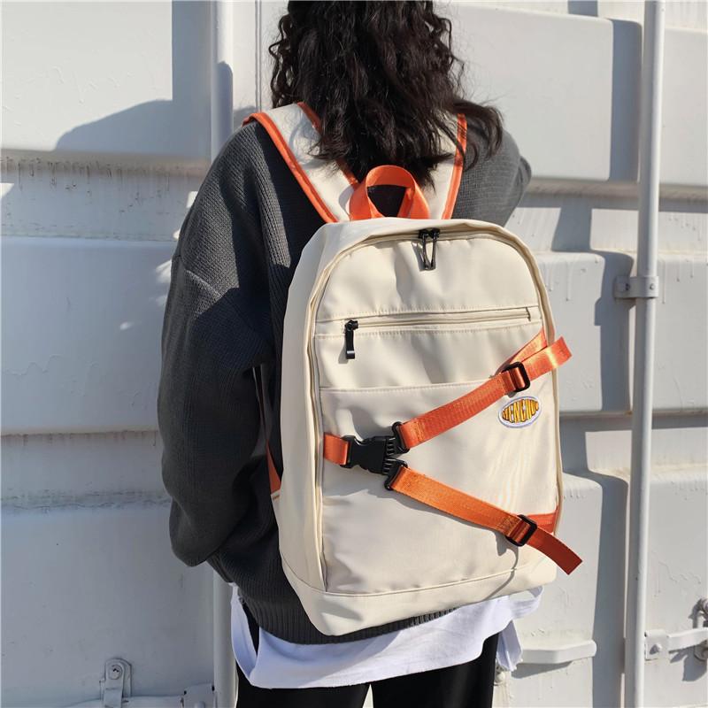 

Backpack Ins Wind Campus Contrast Color Female 2021 Large-capacity High School Students Bag Wild Bagpack, Black
