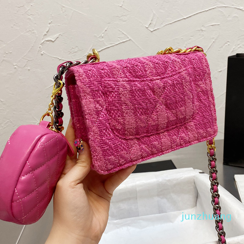 

Designer- Women Tweed Crossbody Shoulder Bag Summer Vintage Fashion Handbags Woolen Houndstooth Handbag With Coin Purse