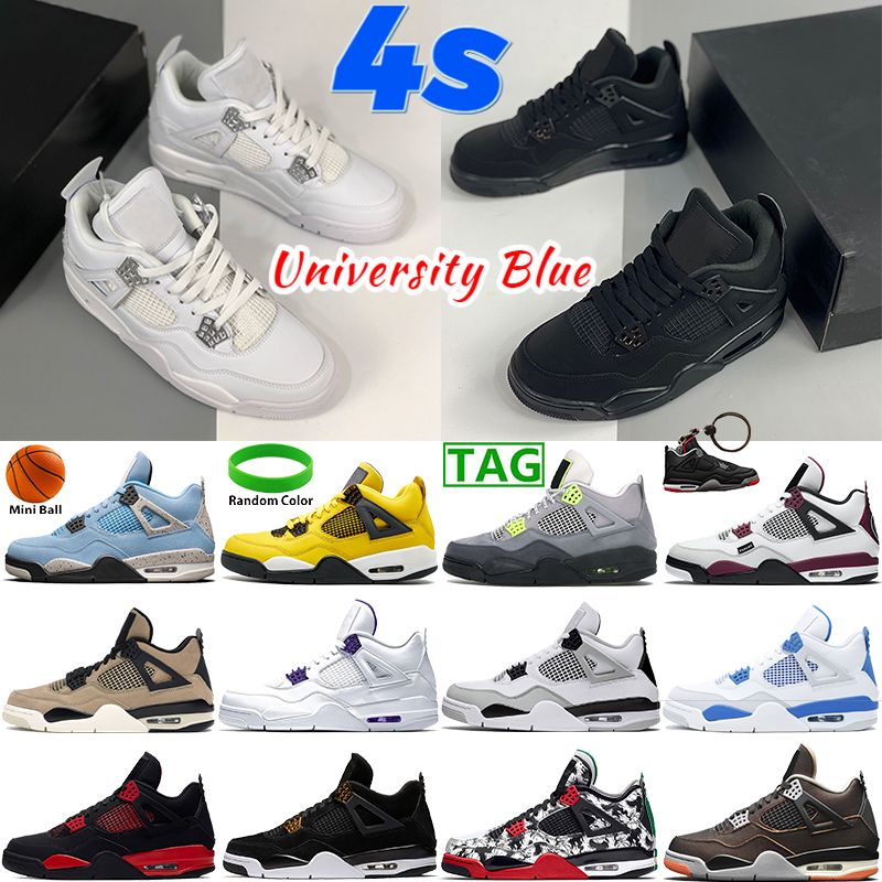 

21ss Men 4 4s basketball shoes Military Black University Blue green glow metallic purple Paris Mushroom SE Neon Pure Money mens sports sneakers, Bubble wrap packaging