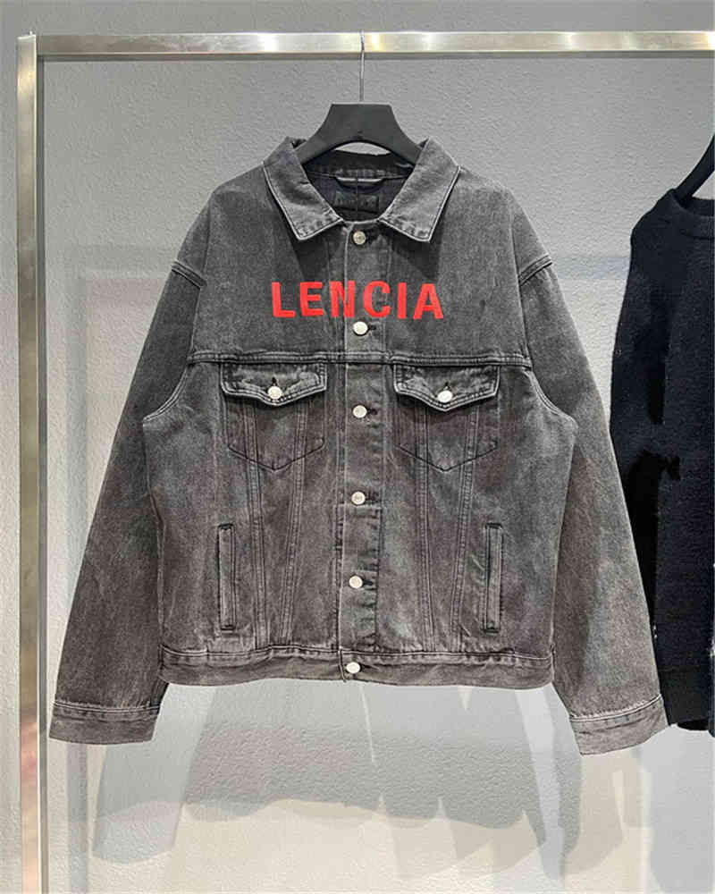 

Men's Jackets Correct version 21 autumn and winter embroidered English letters cowboy jacket fashion br men's women's Paris KJV9, Black