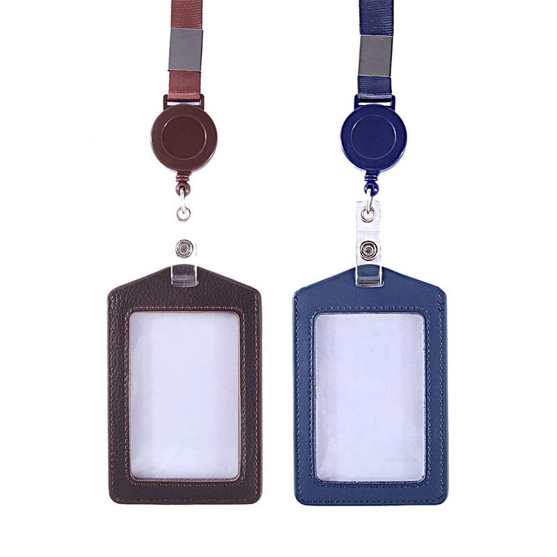 

Card Holders Unisex Transparent Multi-use Sleeve Work ID Clear Holder Protector Cover Enclosed Pass Badge Office School Supply, 1pcs colour random
