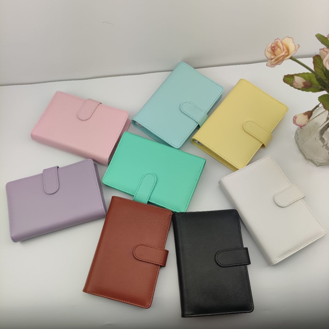 

A5 A6 Binder Notebook PU Leather Cover Notepads Budget Binder 6 Rings Spiral Business Planner Work Agenda Macaron Candy Color Wholesale